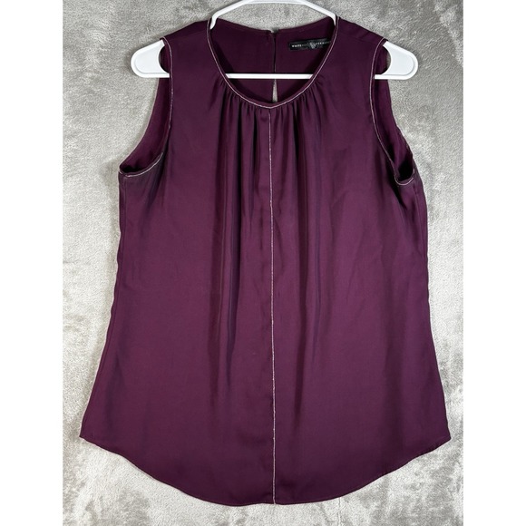 White House Black Market Tops - White House Black Market Top Women SZ 10 Purple round Neck Plum WHBM blouse